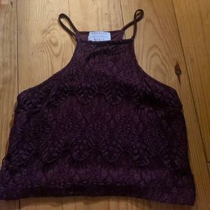 Kendall and Kylie maroon crop tank top